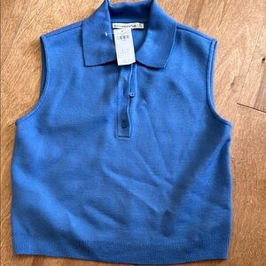 Abercrombie & Fitch Blue Sleeveless Polo Top
